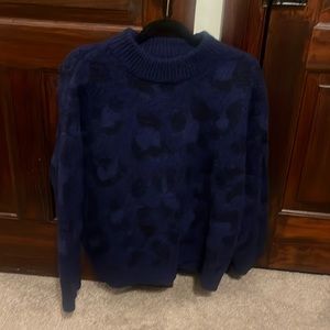Kate Spade navy & black animal print sweater size XL.